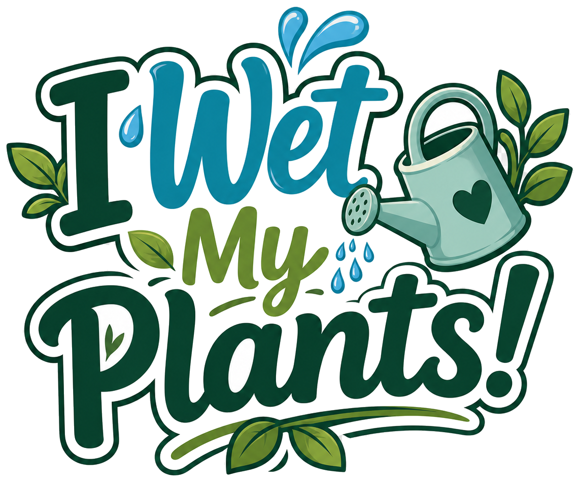 I Wet My Plantz — watering can and lettuce logo